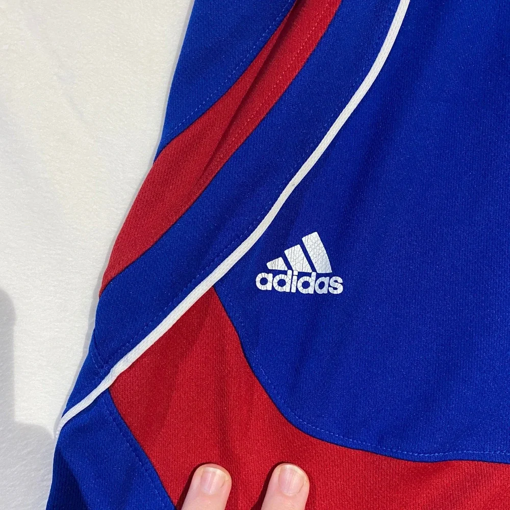 Adidas Kansas Jayhawks Mens Basketball Shorts Blue Red KU NCAA - Picture 3 of 9